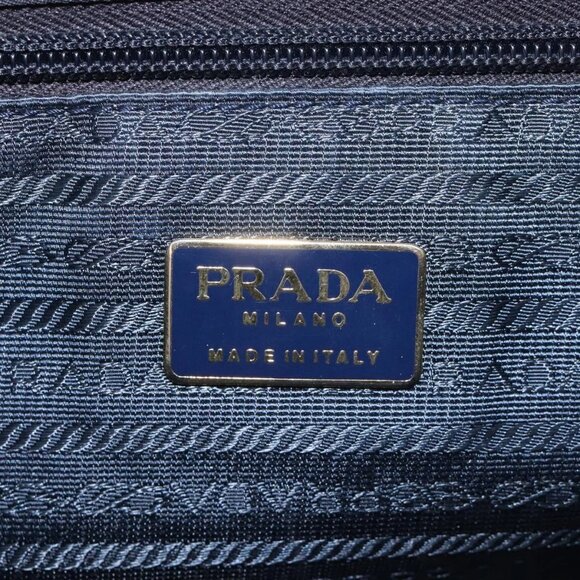 PRADA Hand Bag Nylon Navy Gold Auth JB052 - Picture 13 of 16
